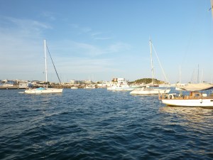 Santa Eulalia, Ibiza.  A most uncomfortable anchorage.