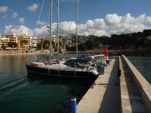 Tied up alongside at Porto Cristo