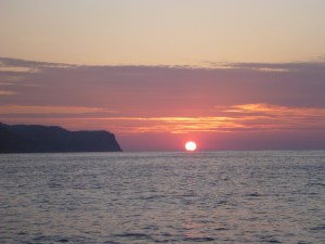 Sunrise on the start of the passage to Sardinia.