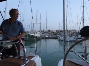 Leaving the winter berth at Marina di Ragusa.