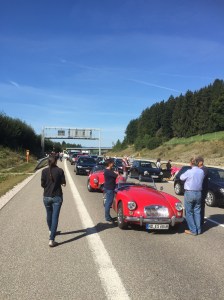 One and half hour hold up only 8 Kms out of Fussen. Nice cars to befriend and at least it wasn't raining