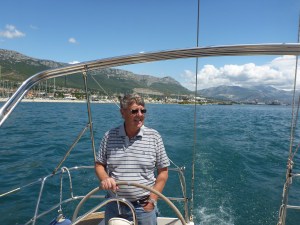 Motoring away from the boatyard.